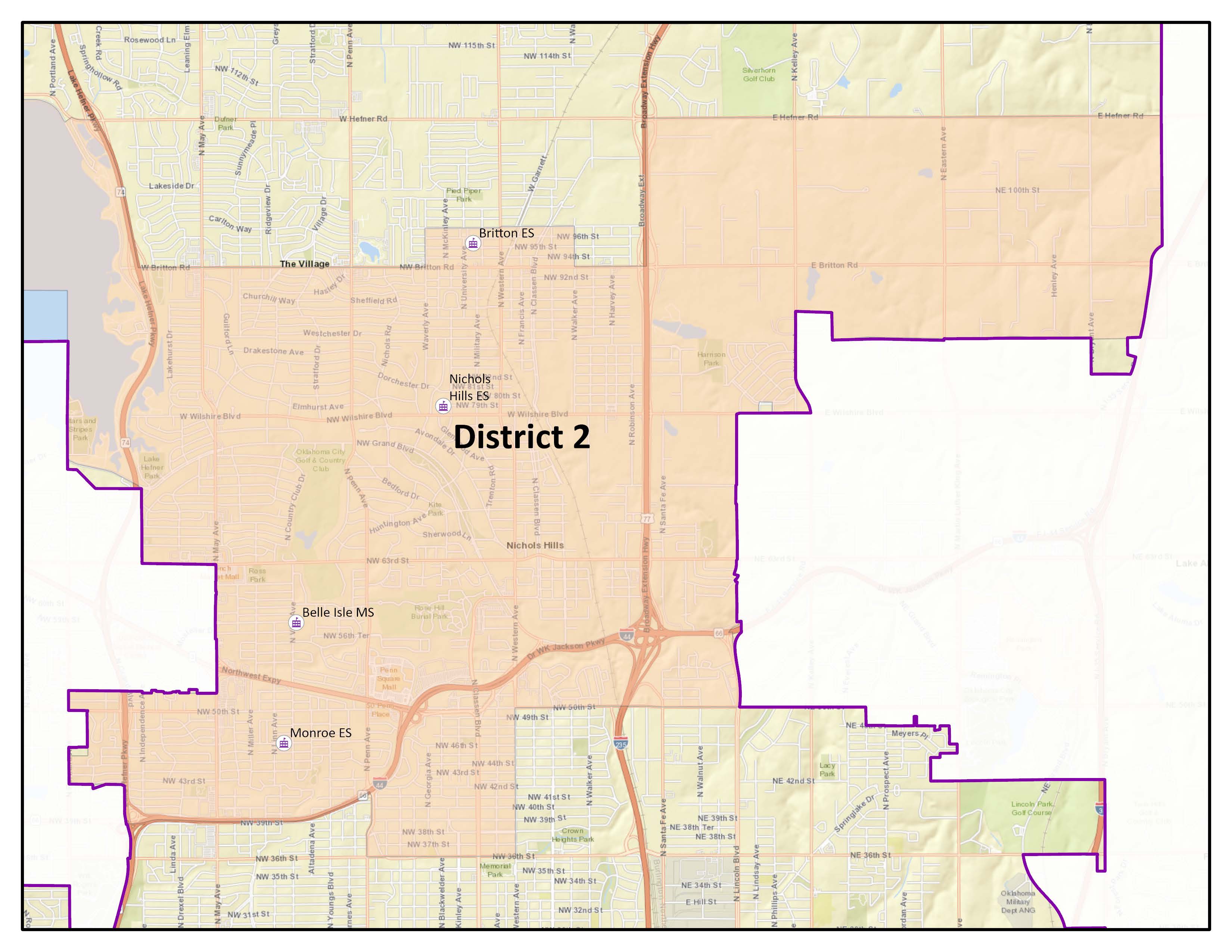 Map of OKCPS BOE Election District 2